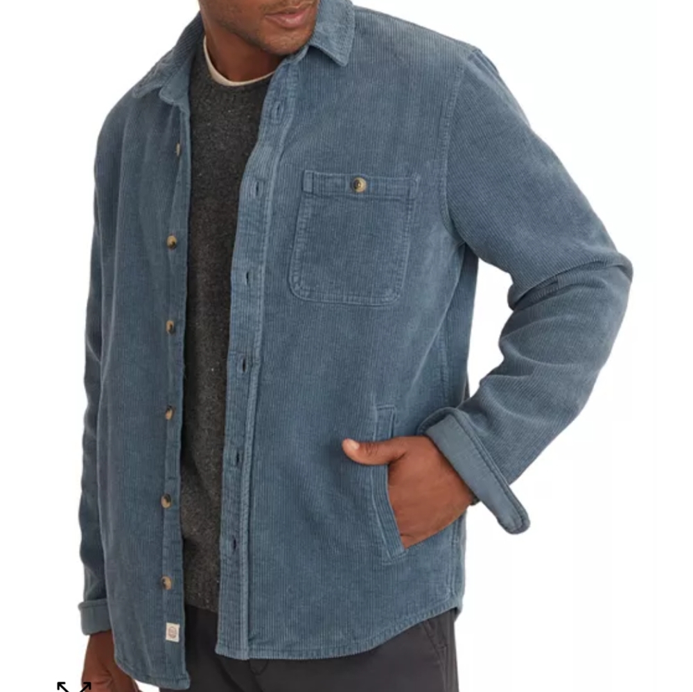 Marine Layer Max Broken Corduroy Overshirt SZ.S Blue